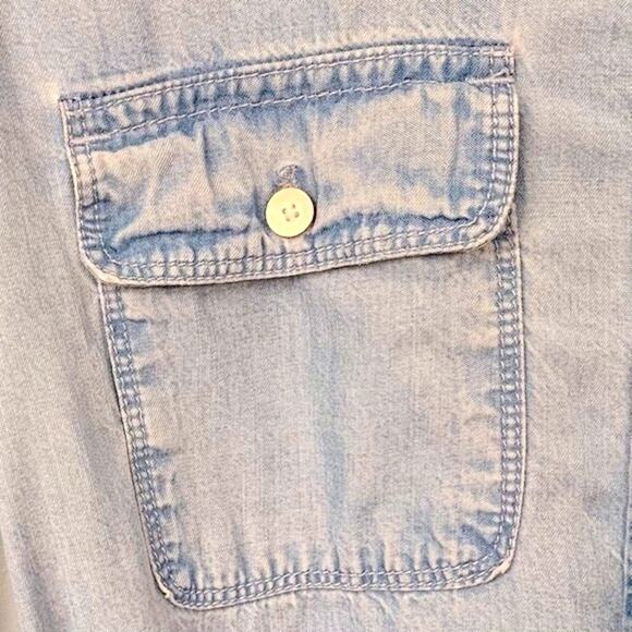 GAP Patch Pocket Shirt Dress XS Chambray Classic Retro Normcore Western Office - Picture 13 of 16